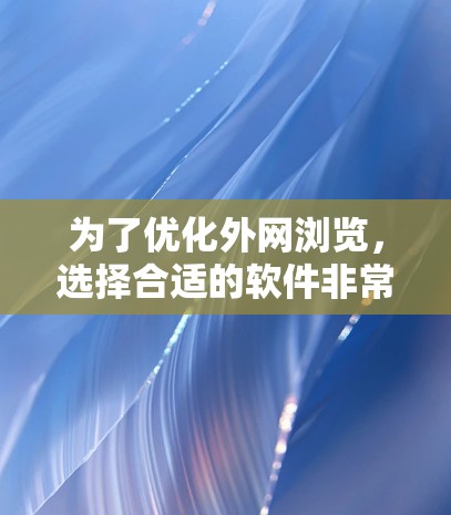 为了优化外网浏览，选择合适的软件非常关键。以下是一个结构化的指南，帮助你选择和使用外网浏览优化软件